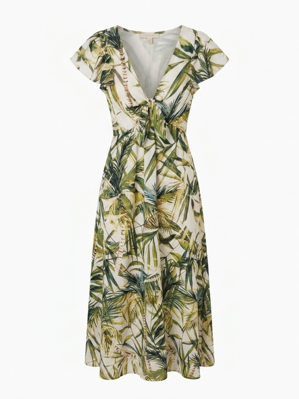 Taylor Dress Tropical Palm Print Maxi Dress Size 8 Tie Front Pockets